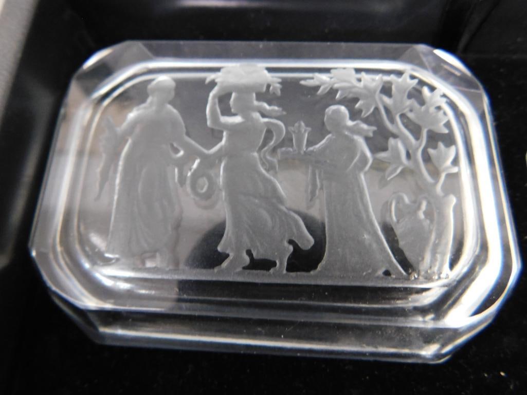 Group of 4 Vintage Czechoslovakia Crystal Reverse Etched Salt Cellars - Each 3.75" x 2.75" - 6
