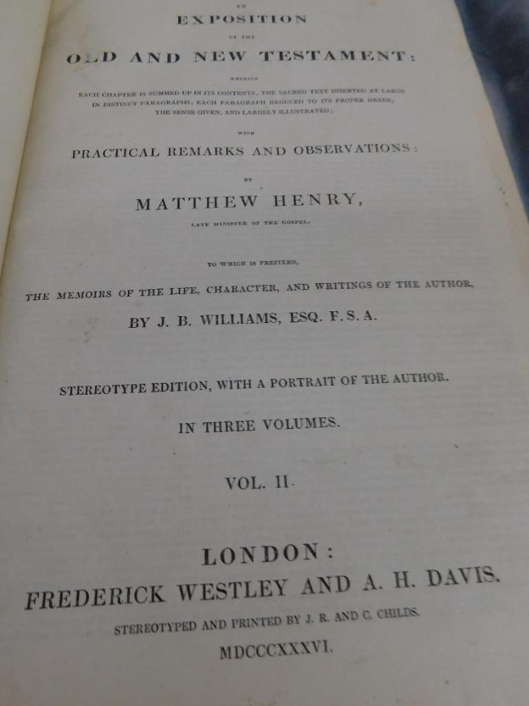 1836 3 Volume Set - "Exposition of The Old and New Testament" - Mathew Henry - 11