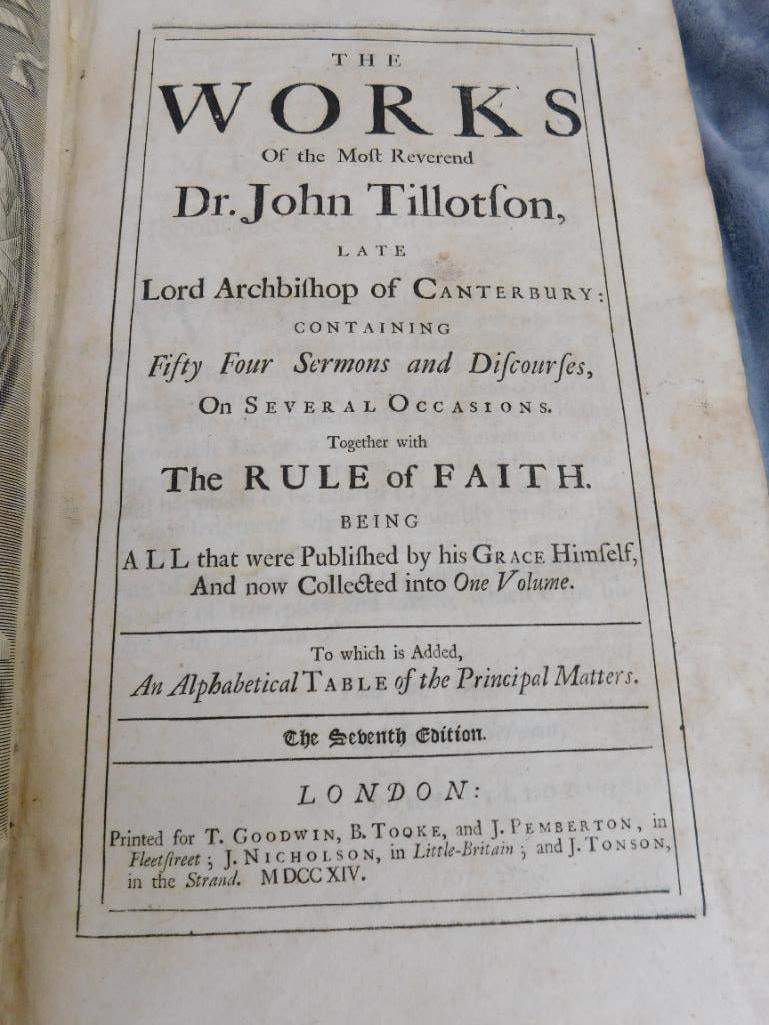 1714 "The Works of The Moft Reverend Dr. John Tillotfon" Seventh Edition - 5
