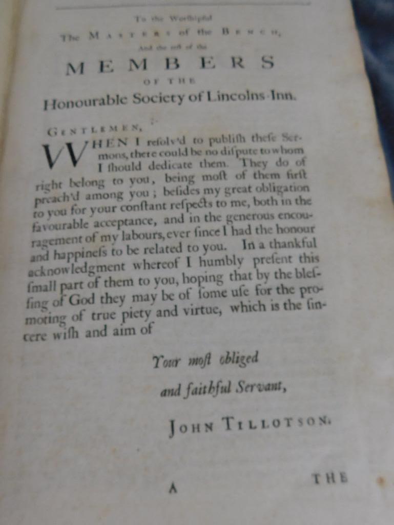 1714 "The Works of The Moft Reverend Dr. John Tillotfon" Seventh Edition - 7