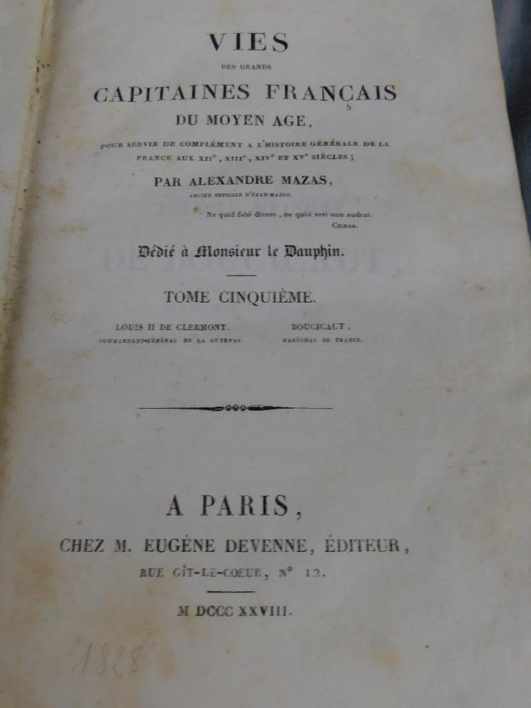 Box Lot of Old Books - "Dantes Poems" - 1834 "Vies Des Grande Capitaines Francais" V and VII - 14