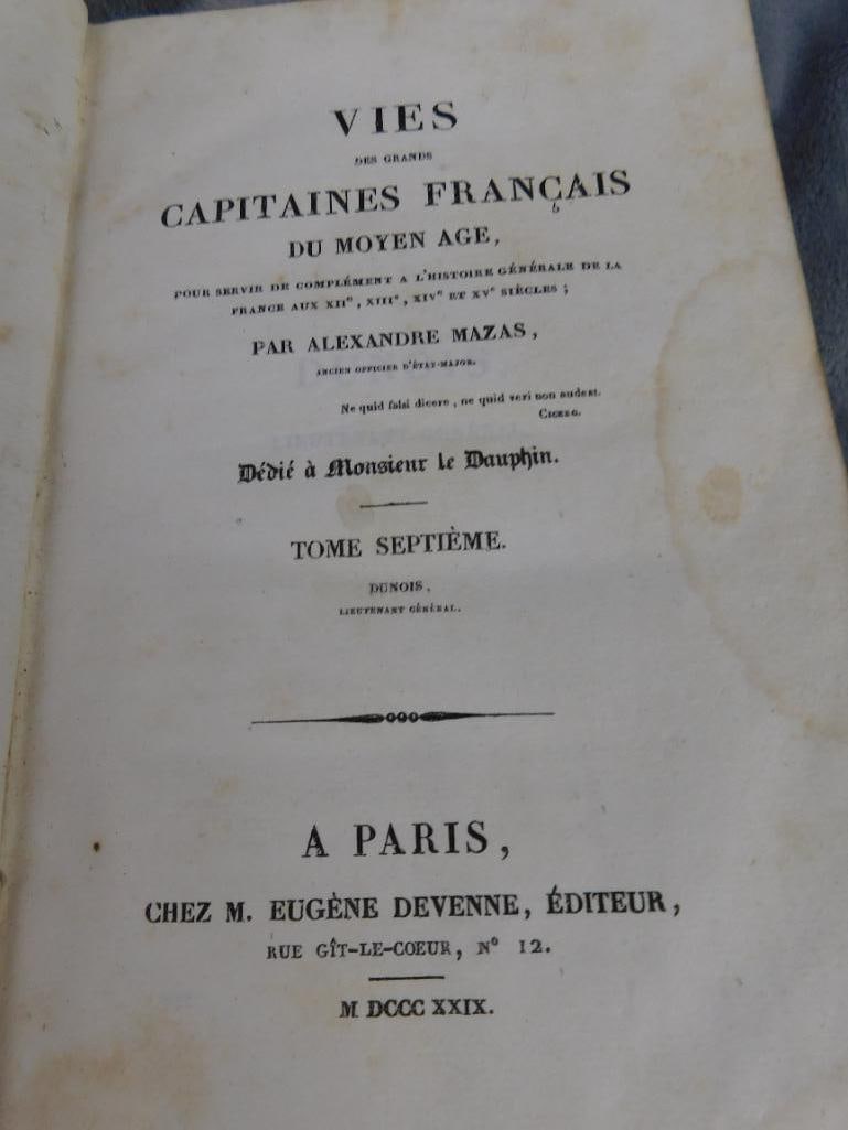 Box Lot of Old Books - "Dantes Poems" - 1834 "Vies Des Grande Capitaines Francais" V and VII - 20