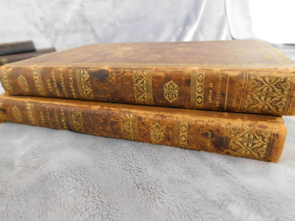 Box Lot of Old Books - "Dantes Poems" - 1834 "Vies Des Grande Capitaines Francais" V and VII - 7