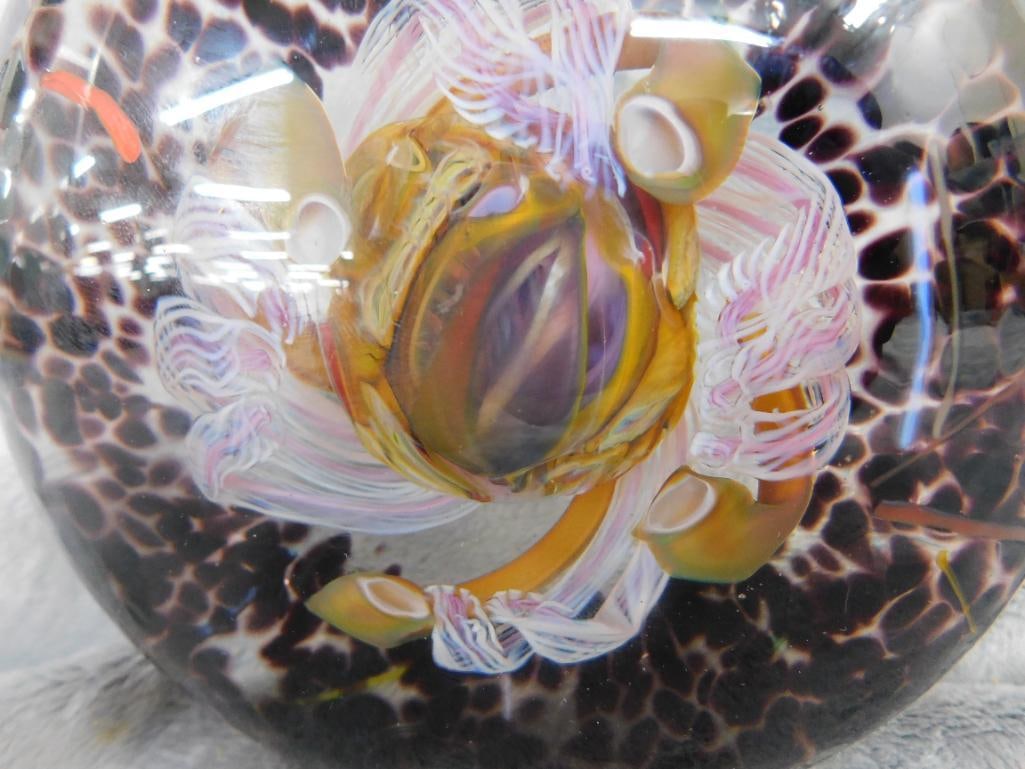 1995 Rick Beck Magnum Paperweight - Signed - 5.5" x 5.5" x 2.5" - 3