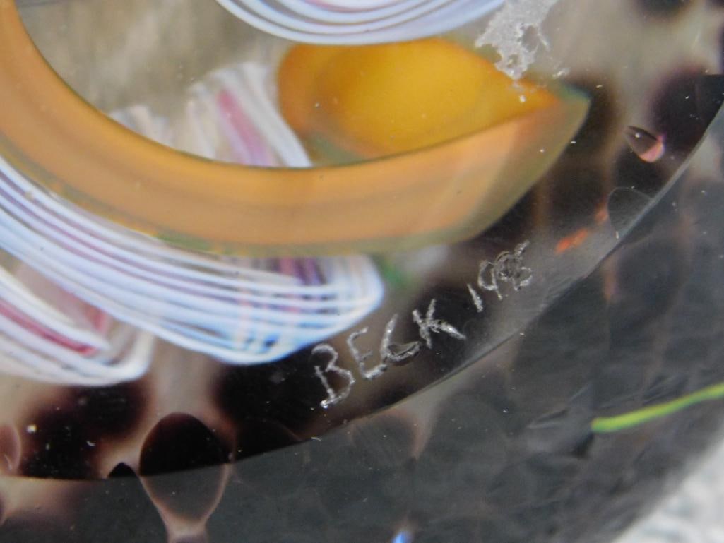 1995 Rick Beck Magnum Paperweight - Signed - 5.5" x 5.5" x 2.5" - 7