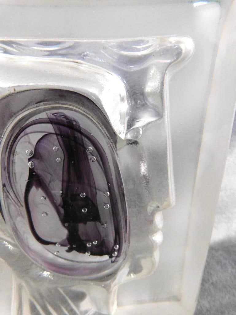 Nice Bohemian / Czechoslovakia Profile Paperweight - 5.75' x 5.75" x 1.5" - 2