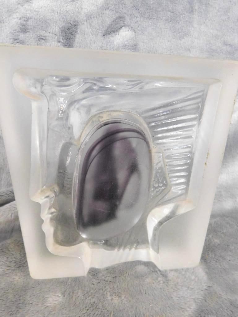 Nice Bohemian / Czechoslovakia Profile Paperweight - 5.75' x 5.75" x 1.5" - 5