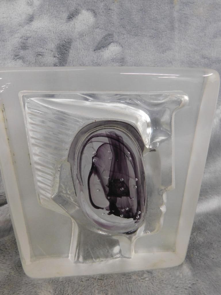 Nice Bohemian / Czechoslovakia Profile Paperweight - 5.75' x 5.75" x 1.5" - 9