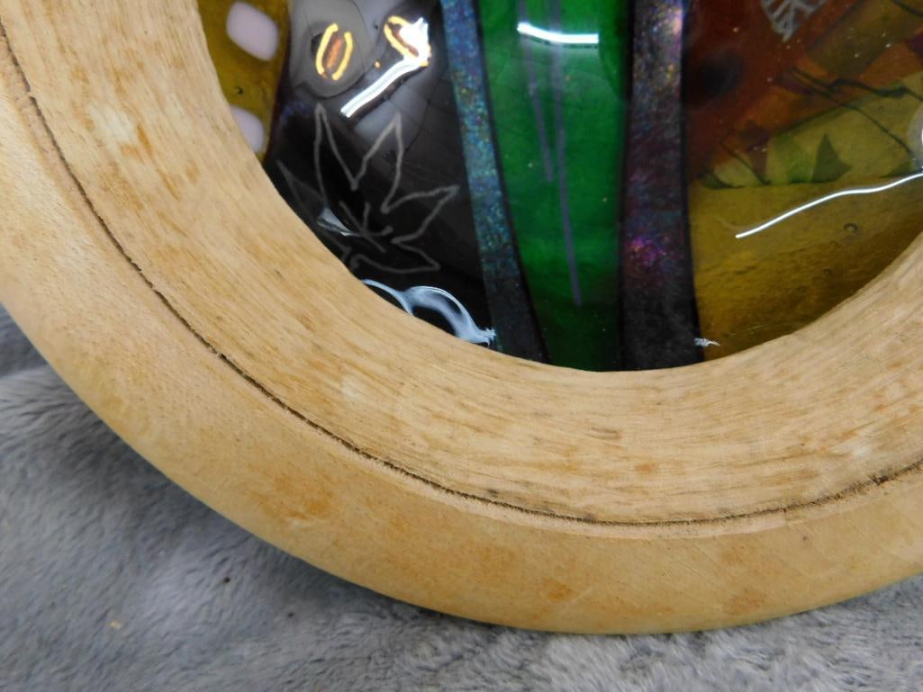 Studio Art Glass Bowl With Sycamore Rim - Signed Scott Irvine - 2.75" x 8" - 3