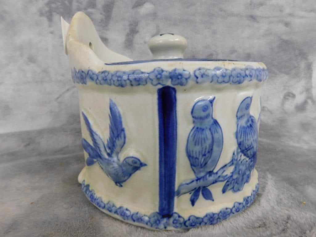Vintage Pottery Salt Box - Wall Hung - With Lid - 5.75" x 6" - 2