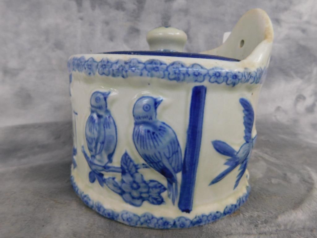 Vintage Pottery Salt Box - Wall Hung - With Lid - 5.75" x 6" - 4