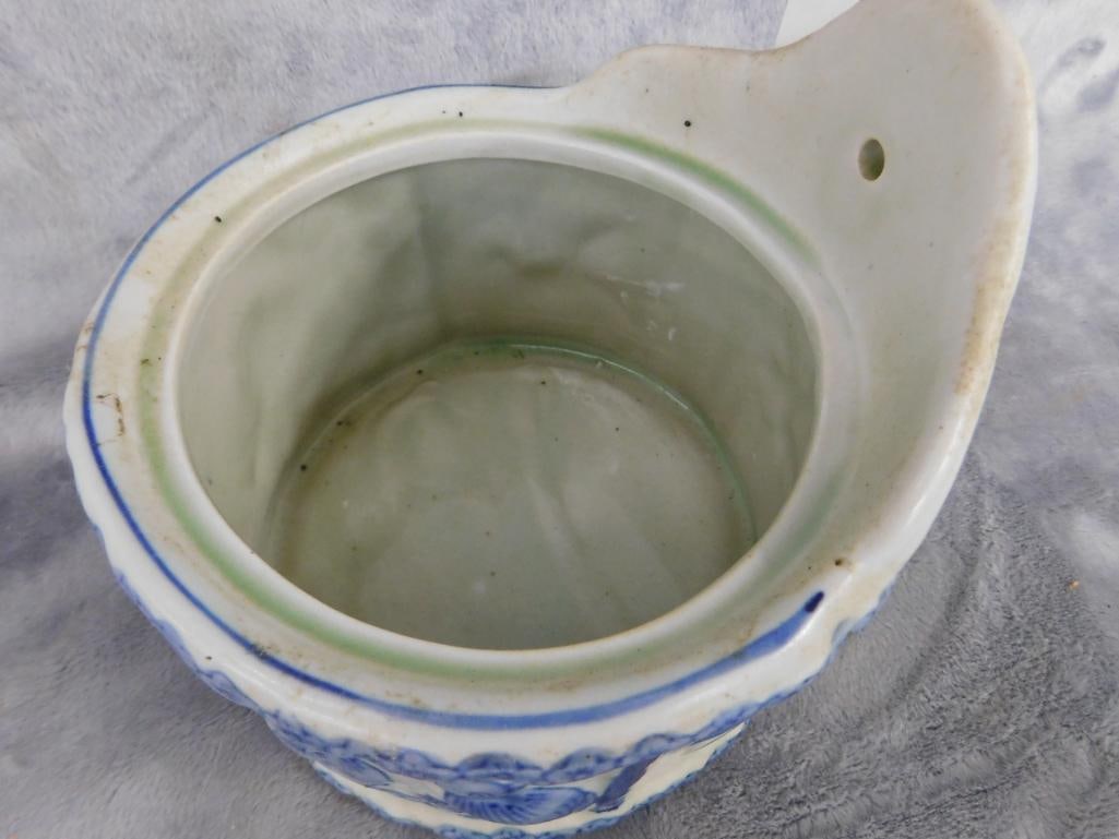 Vintage Pottery Salt Box - Wall Hung - With Lid - 5.75" x 6" - 6
