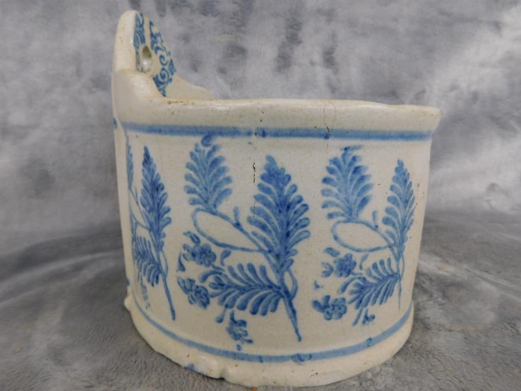 Vintage Pottery Salt Box - Wall Hung - 5.5" x 5.75" - 2