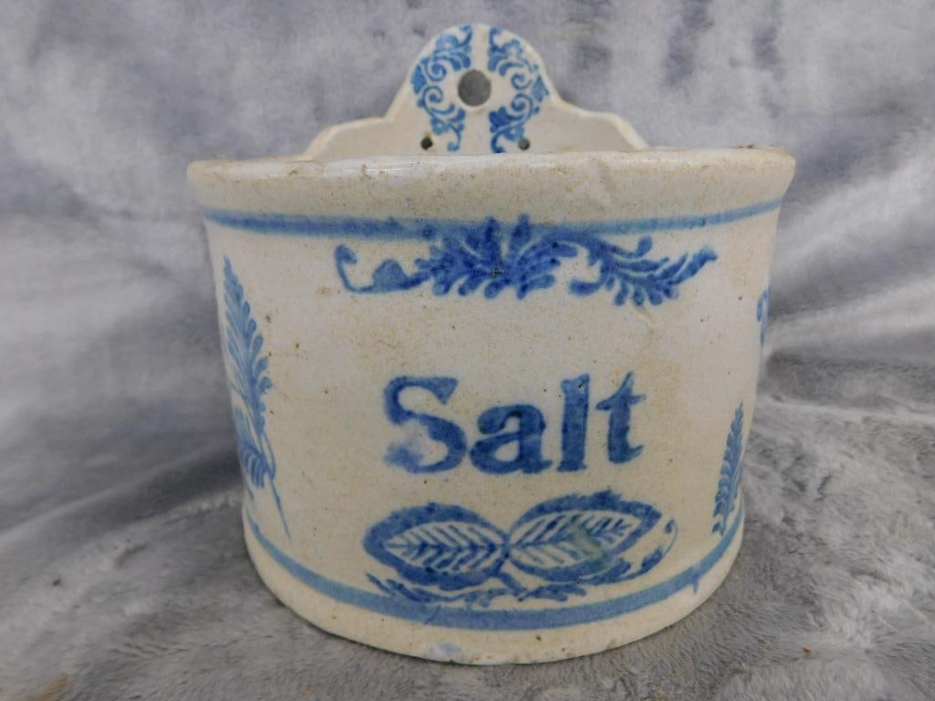 Vintage Pottery Salt Box - Wall Hung - 5.5" x 5.75" - 7