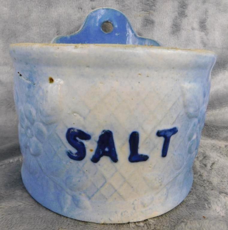 Vintage Pottery Salt Box - Wall Hung - No Lid - 5.75" x 6": See Photos For Condition and Details