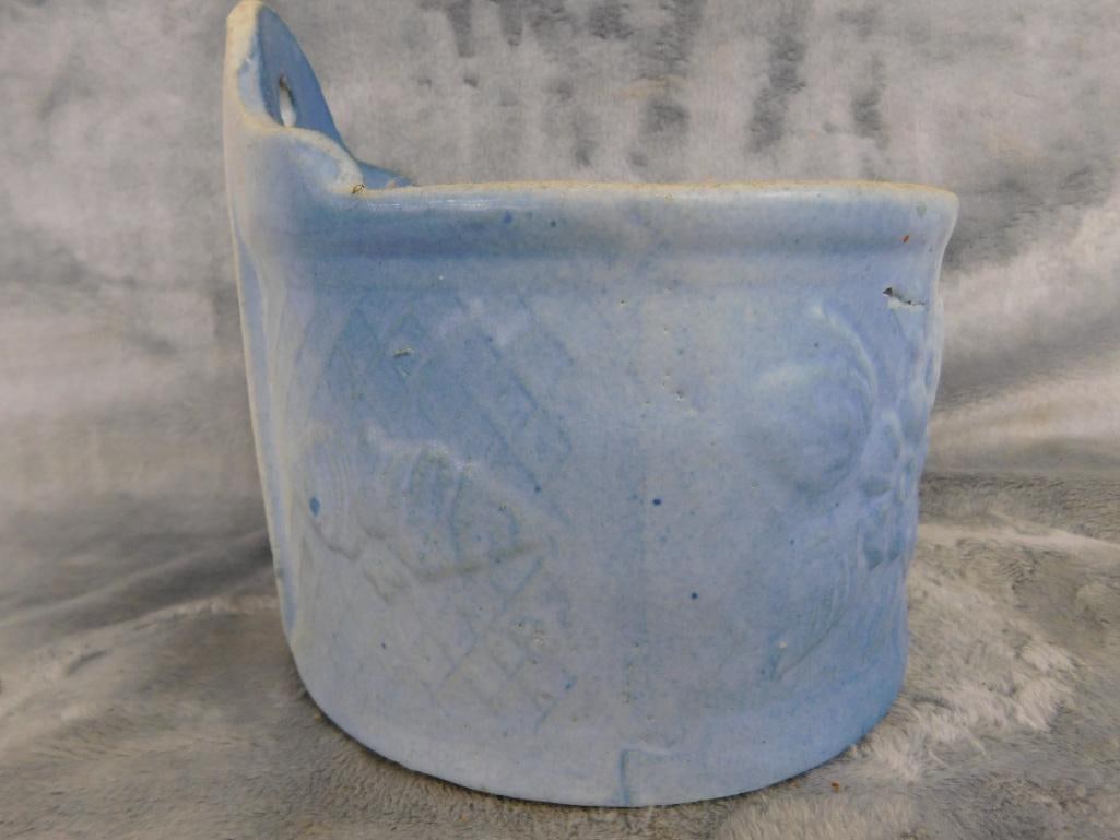 Vintage Pottery Salt Box - Wall Hung - No Lid - 5.75" x 6" - 2