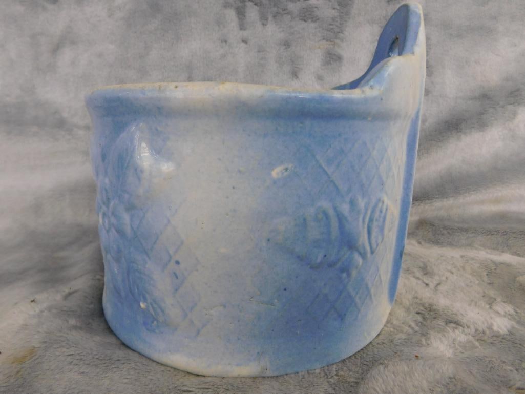Vintage Pottery Salt Box - Wall Hung - No Lid - 5.75" x 6" - 4