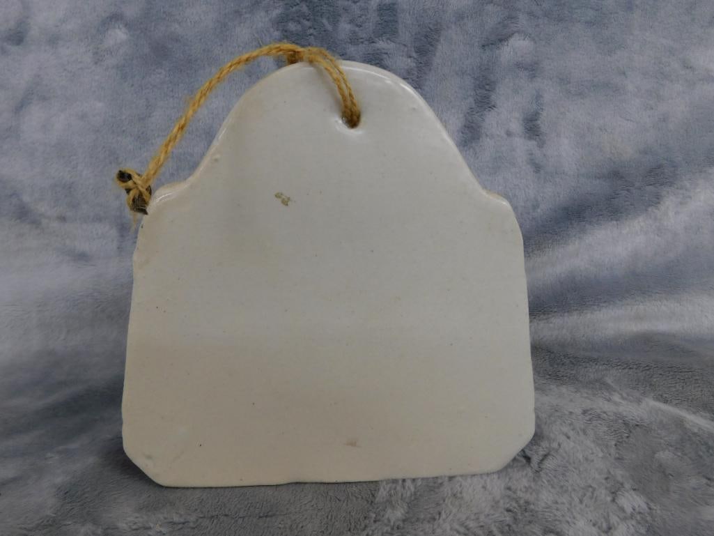 Vintage Pottery Salt Box - Wall Hung - With Wood Lid - 5.75" x 6"x 4" - 3