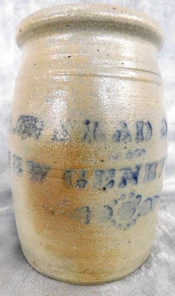 Vintage A. Conrad - New Geneva - Salt Glazed Jar - 2 Holes In Bottom - 7.5" x 5.5": See Photos For Condition and Details
