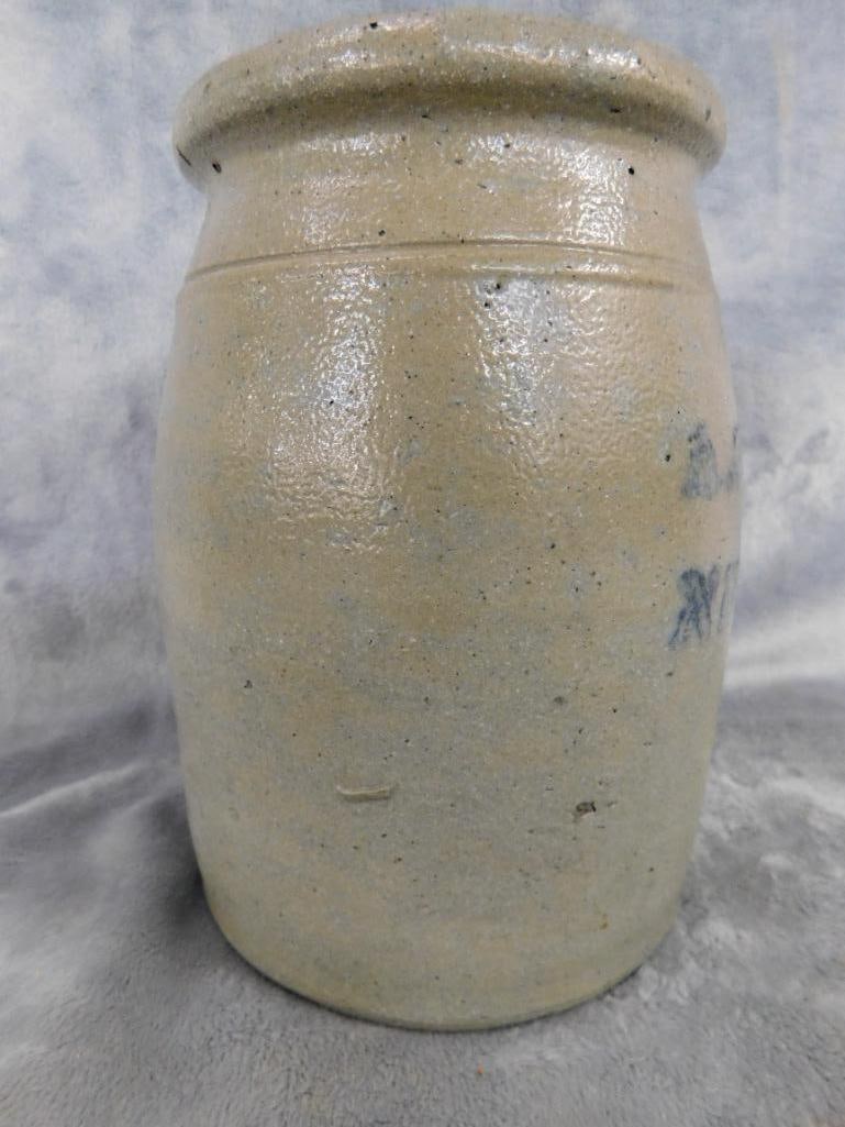 Vintage A. Conrad - New Geneva - Salt Glazed Jar - 2 Holes In Bottom - 7.5" x 5.5" - 2