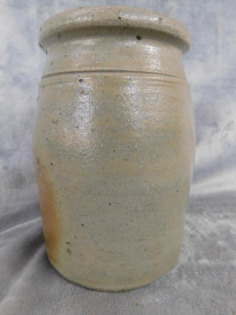 Vintage A. Conrad - New Geneva - Salt Glazed Jar - 2 Holes In Bottom - 7.5" x 5.5" - 3