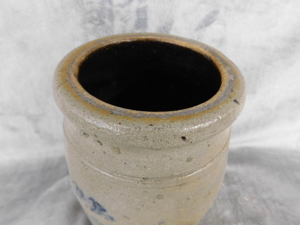 Vintage A. Conrad - New Geneva - Salt Glazed Jar - 2 Holes In Bottom - 7.5" x 5.5" - 5