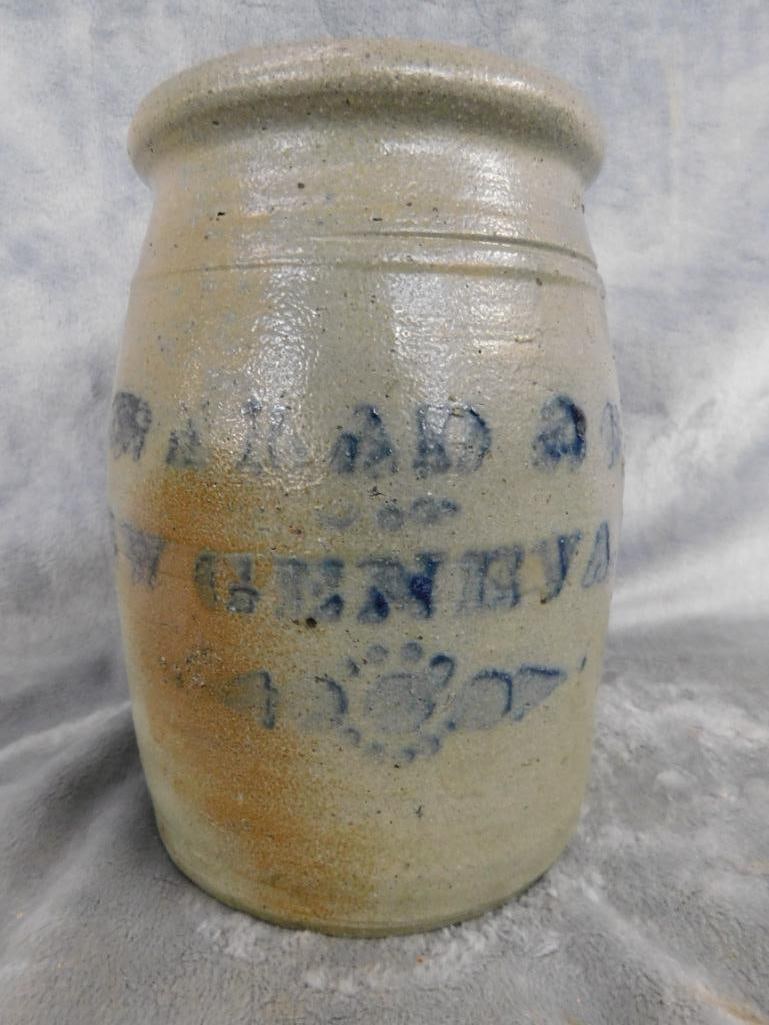 Vintage A. Conrad - New Geneva - Salt Glazed Jar - 2 Holes In Bottom - 7.5" x 5.5" - 8