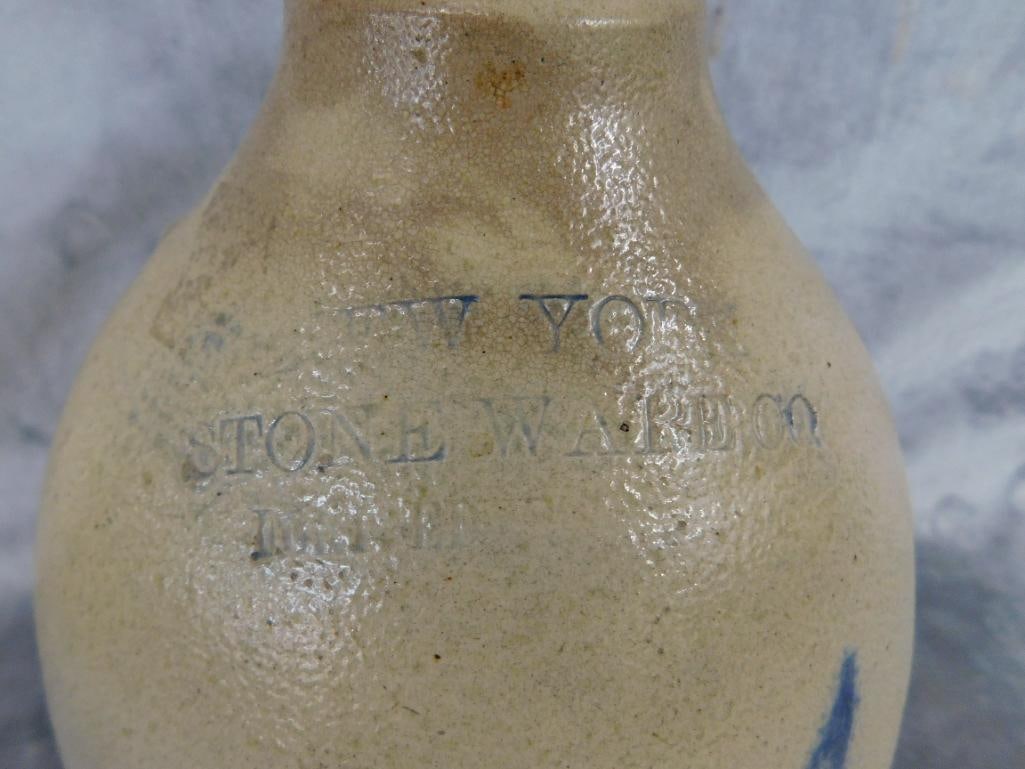 Vintage New York Stoneware Co. 1 Gallon Jug - Hairline Crack - 12" x 7" - 10