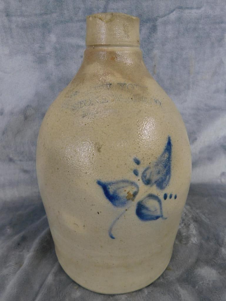 Vintage New York Stoneware Co. 1 Gallon Jug - Hairline Crack - 12" x 7" - 13