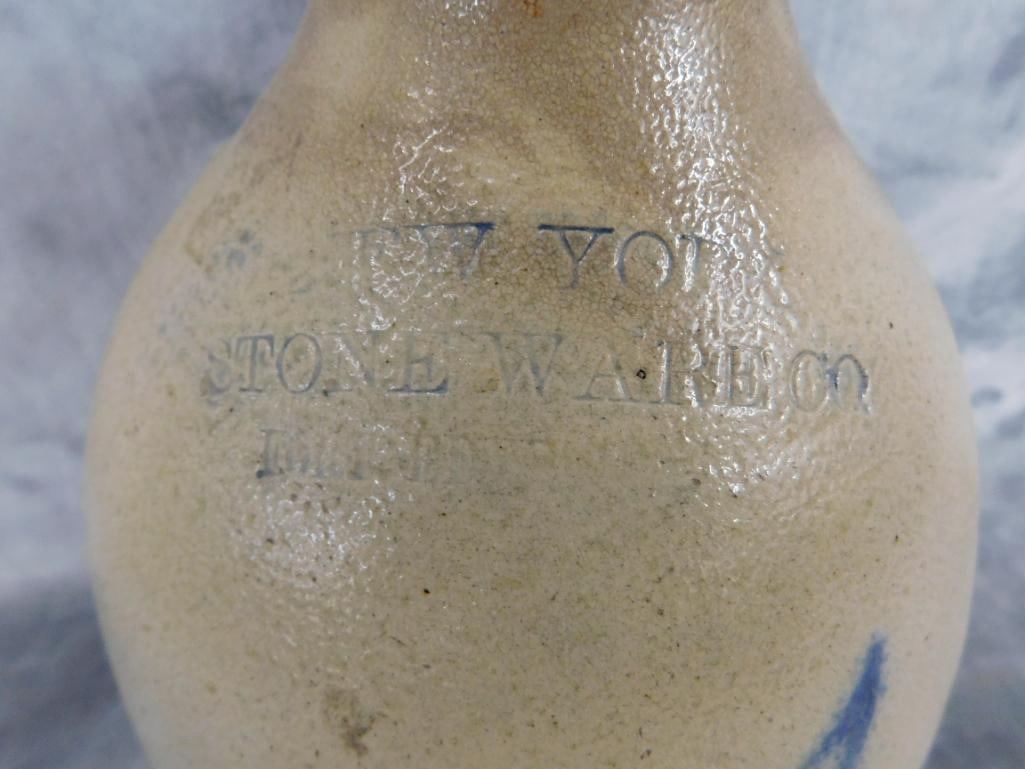 Vintage New York Stoneware Co. 1 Gallon Jug - Hairline Crack - 12" x 7" - 2