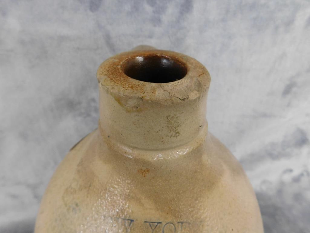 Vintage New York Stoneware Co. 1 Gallon Jug - Hairline Crack - 12" x 7" - 4