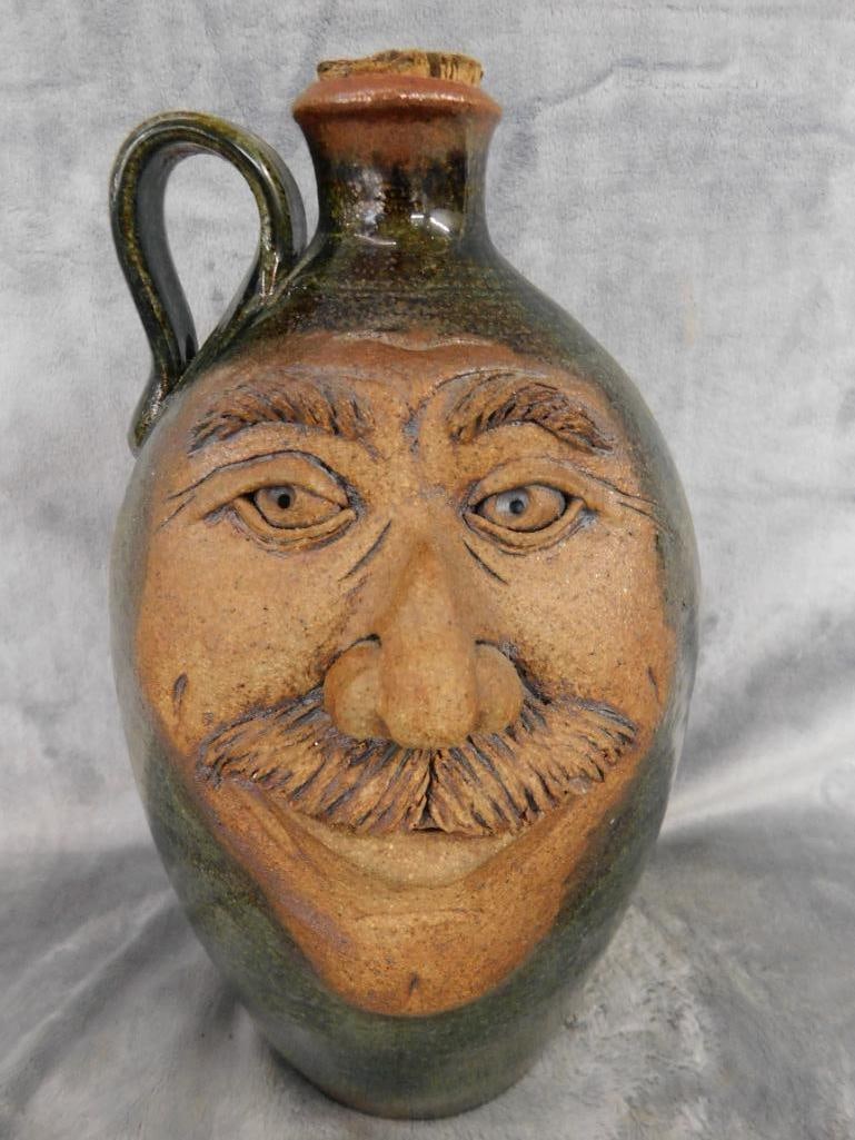 Studio Art Pottery - 1 Gallon Face / Ugly Jug - 12" x 7" - 8