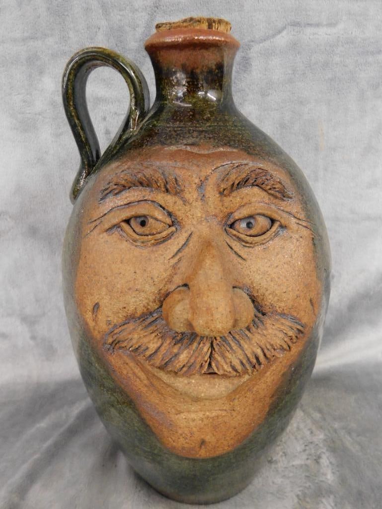Studio Art Pottery - 1 Gallon Face / Ugly Jug - 12" x 7" - 9