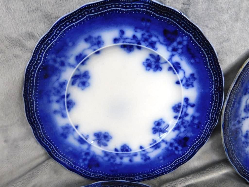 4 matching "Societe Ceramique Maestricht" 9" Flow Blue- Holland - 2