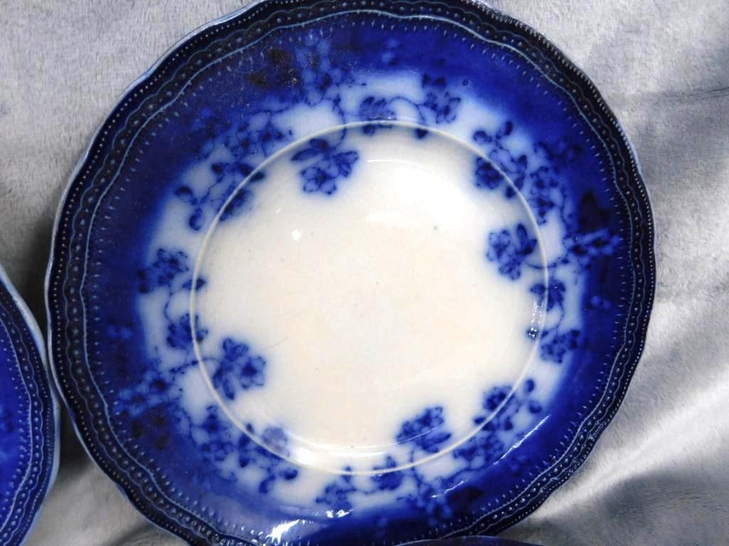 4 matching "Societe Ceramique Maestricht" 9" Flow Blue- Holland - 3