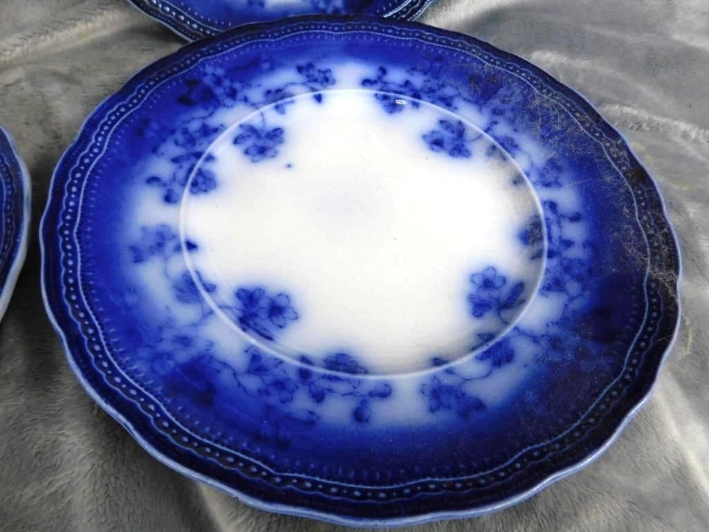 4 matching "Societe Ceramique Maestricht" 9" Flow Blue- Holland - 4