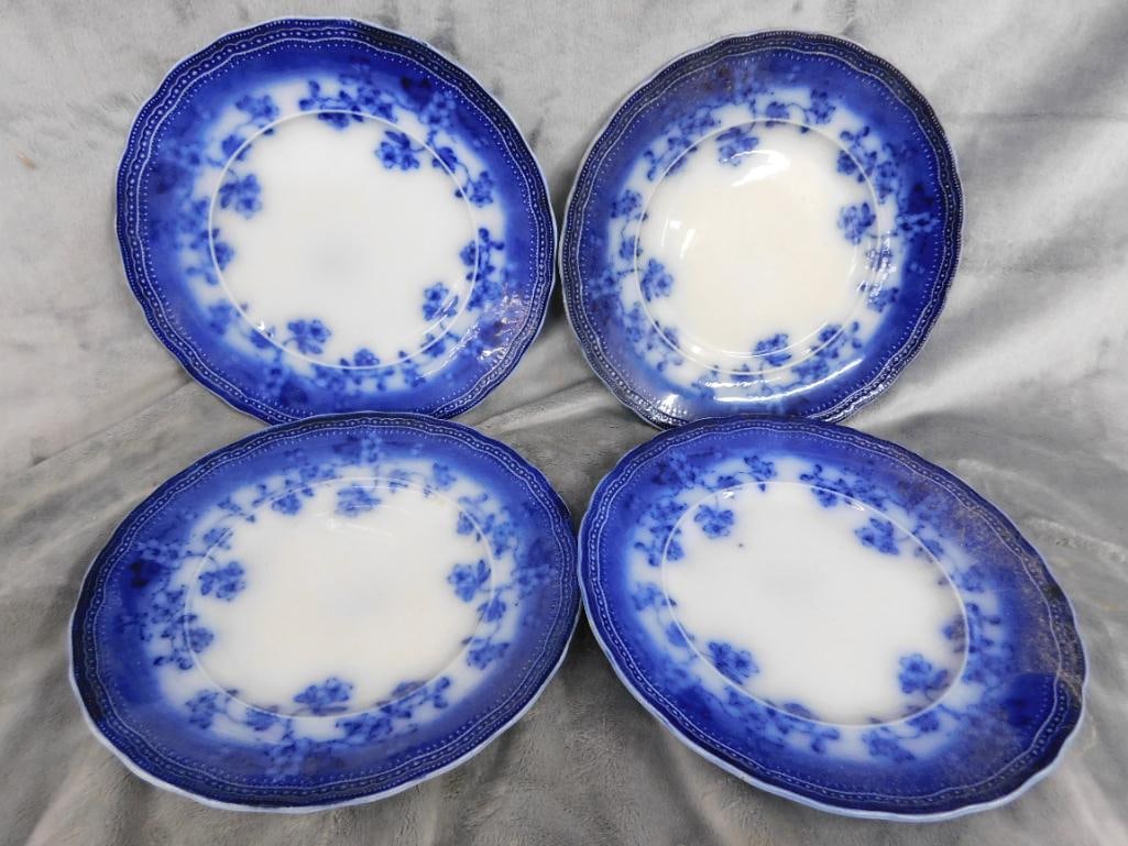 4 matching "Societe Ceramique Maestricht" 9" Flow Blue- Holland - 9