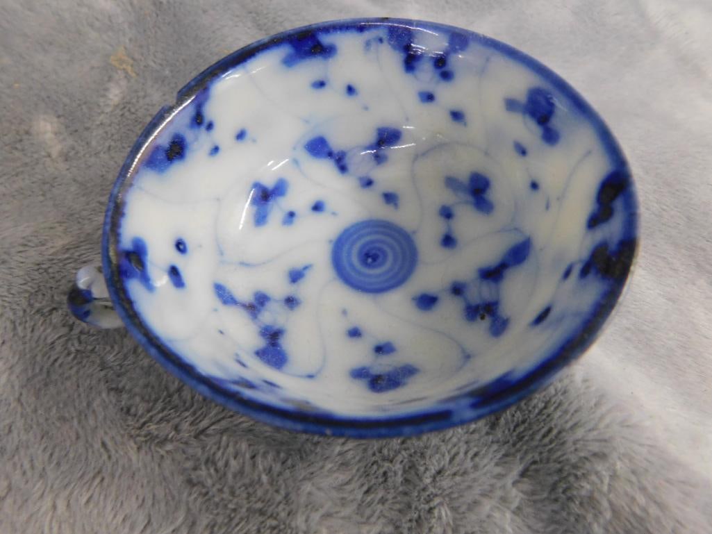 4 pieces of Vintage Flow Blue - Adams - LaBelle - and 2 Unsigned - 11