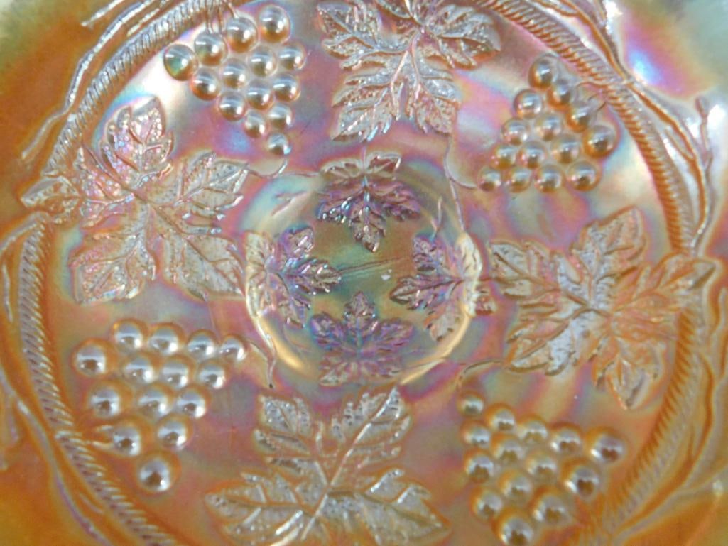 Carnival Glass Bowl - Grape Theme - 2.25" x 6.5" - 2