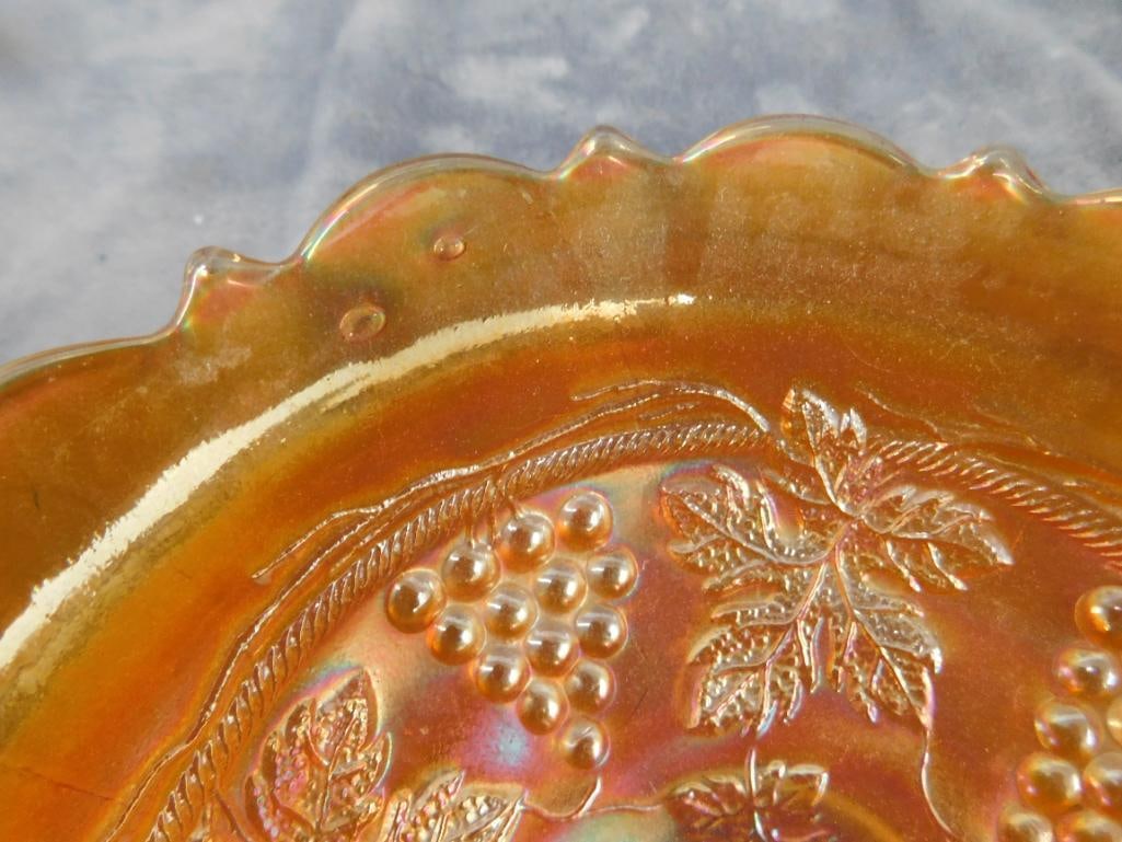 Carnival Glass Bowl - Grape Theme - 2.25" x 6.5" - 3