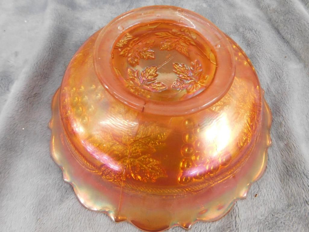 Carnival Glass Bowl - Grape Theme - 2.25" x 6.5" - 4
