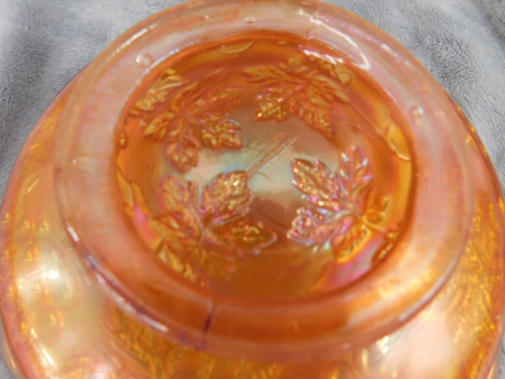 Carnival Glass Bowl - Grape Theme - 2.25" x 6.5" - 5