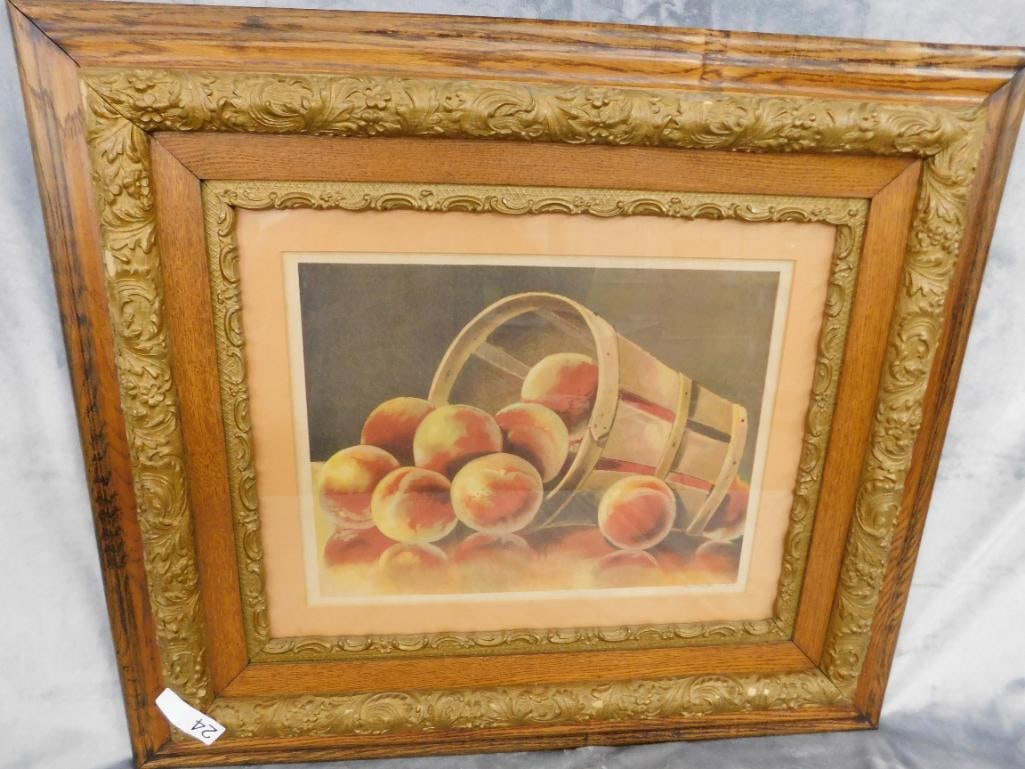 Vintage Print - Peaches - Ornate Frame - 28.5" x 30.5" - 8