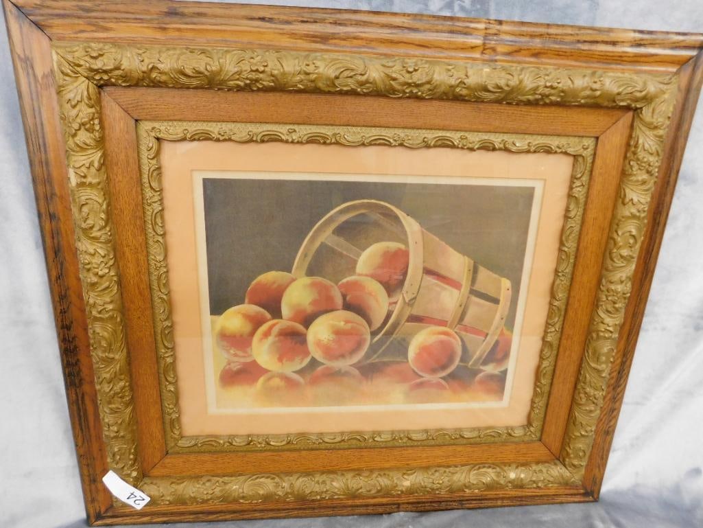 Vintage Print - Peaches - Ornate Frame - 28.5" x 30.5" - 9