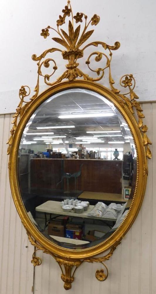 Ornate Gilded Mirror with Beveled Glass - 51.5" x 27.5": See Photos For Condition and Details