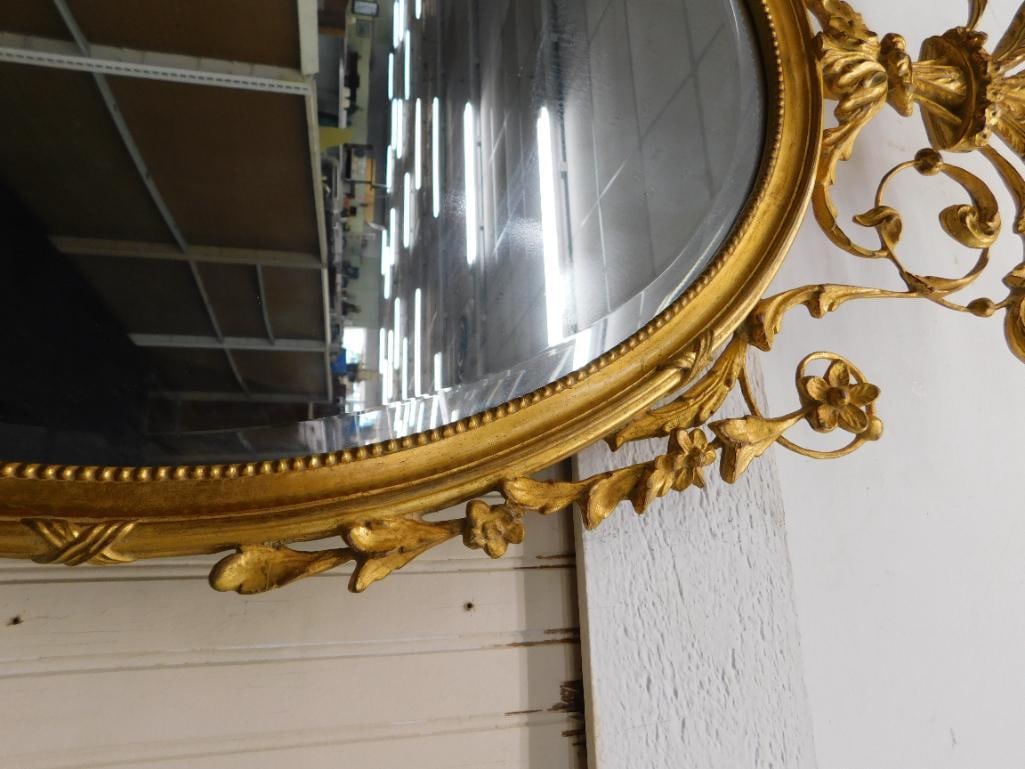 Ornate Gilded Mirror with Beveled Glass - 51.5" x 27.5" - 4
