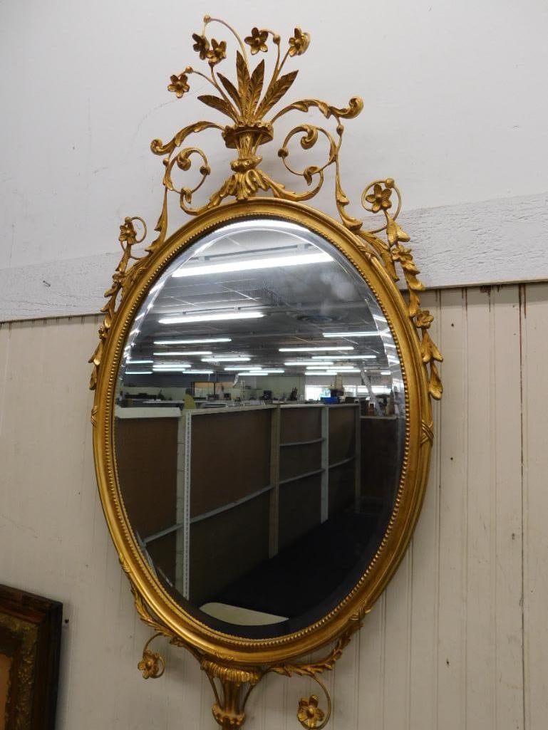 Ornate Gilded Mirror with Beveled Glass - 51.5" x 27.5" - 6