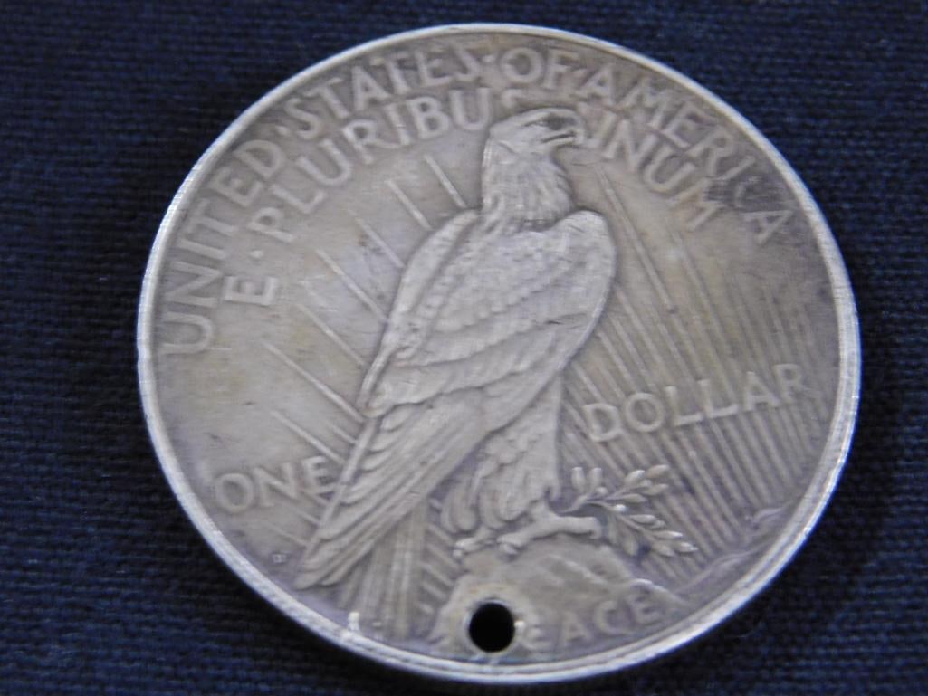 1922-D Peace Silver Dollar - Hole Drilled In It - 2