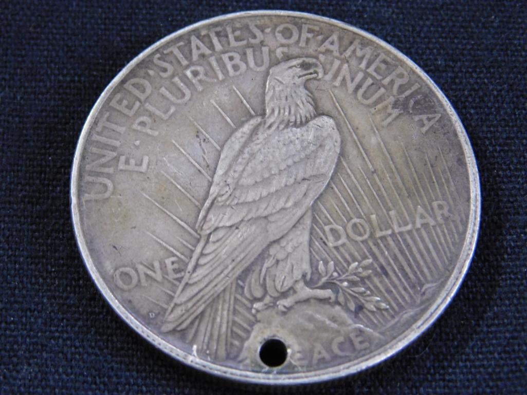 1922-D Peace Silver Dollar - Hole Drilled In It - 3