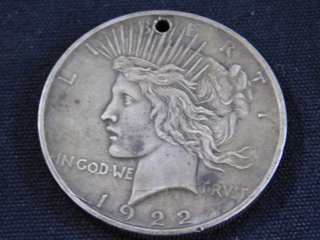 1922-D Peace Silver Dollar - Hole Drilled In It - 4